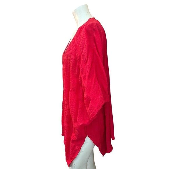 MAURICES One Size Dark Pink Boho Open Front Chiffon Long Cardigan Duster NWT - Picture 2 of 5